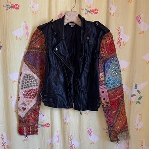Urban Outfitters Multicolor Patchwork Leather Jacket